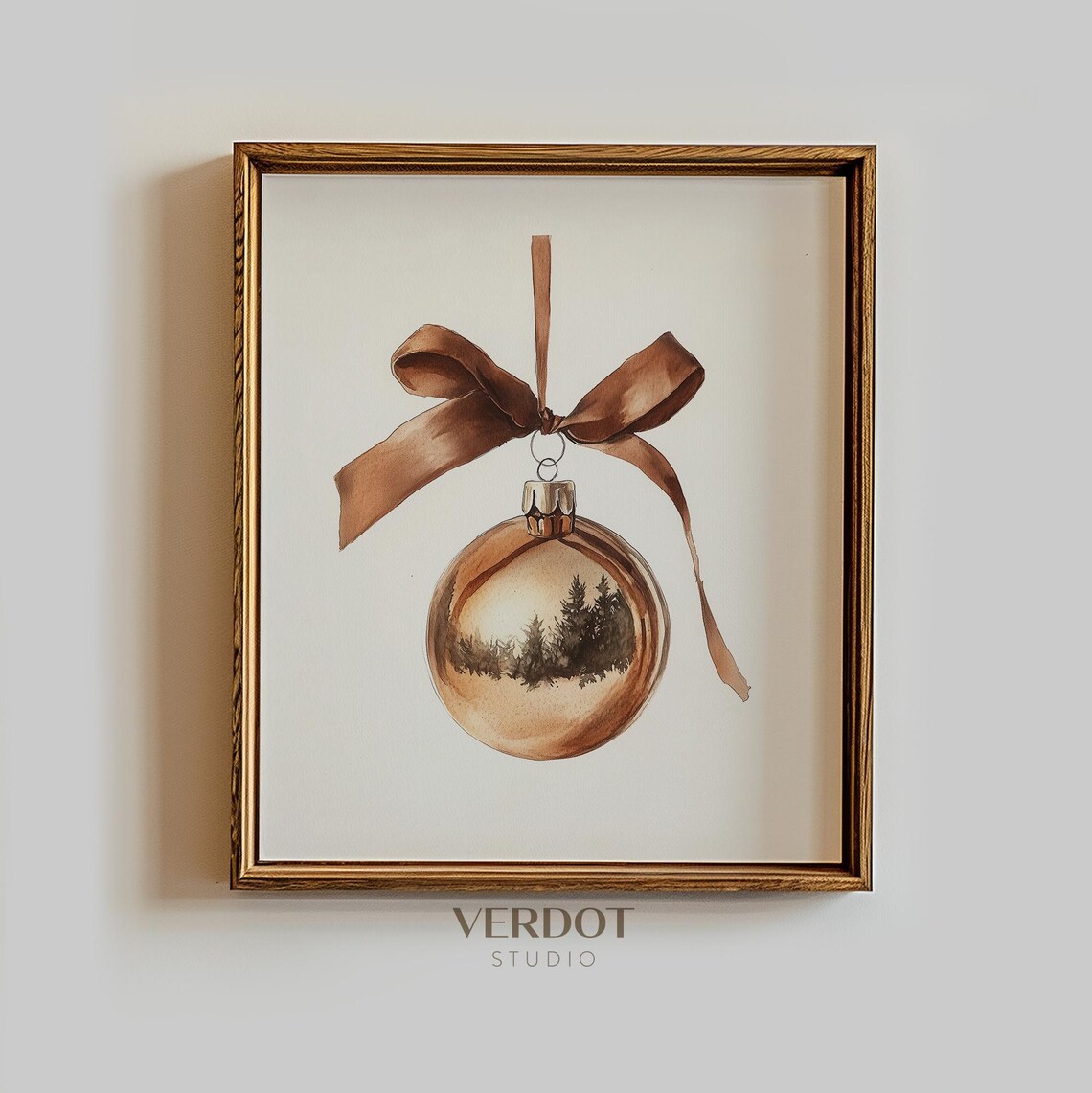 Vintage Christmas Ornament Art Print, Holiday Decor
