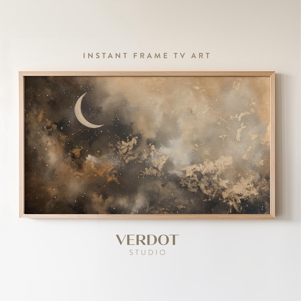 Golden Moon Halloween Art Print, Celestial Decor