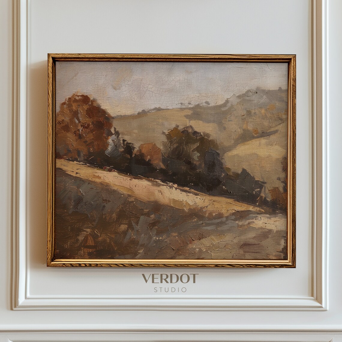 Rustic Fall Landscape Art Print, Neutral Vintage