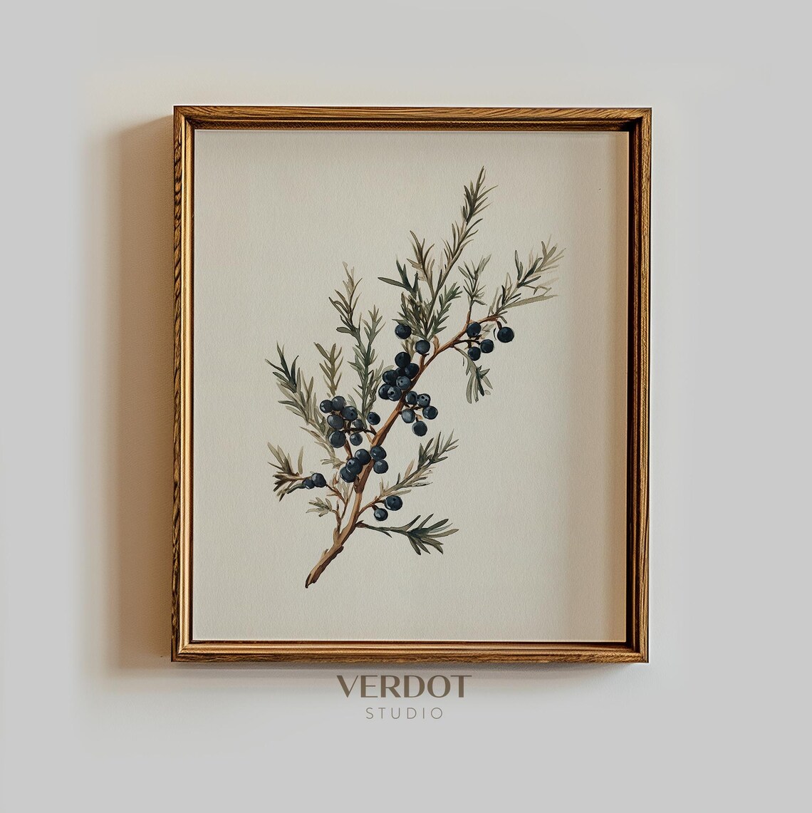 Vintage Juniper Branch Christmas Art Print