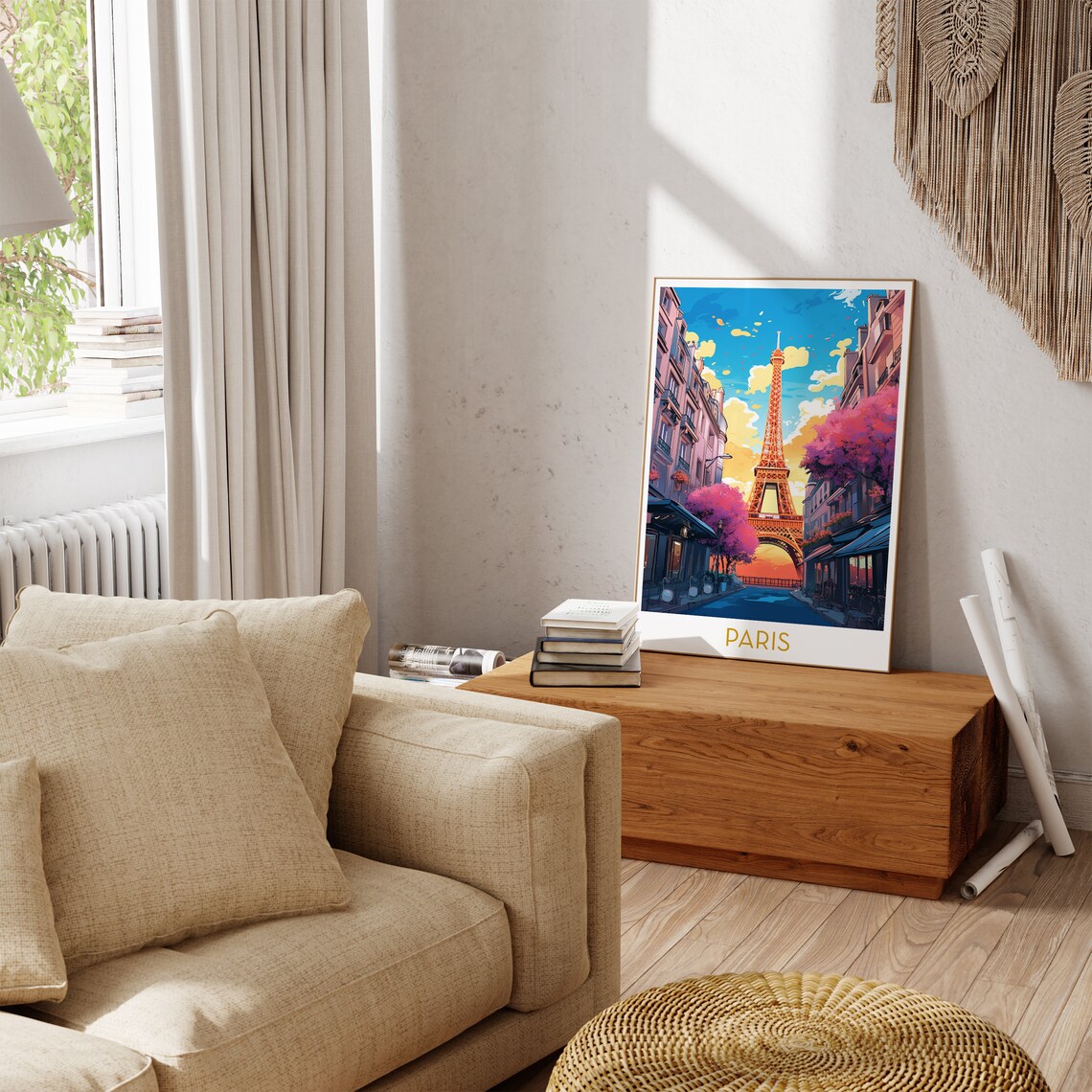 Paris France Eiffel Tower Spring Blossoms Pop Art Travel Poster - Image 3