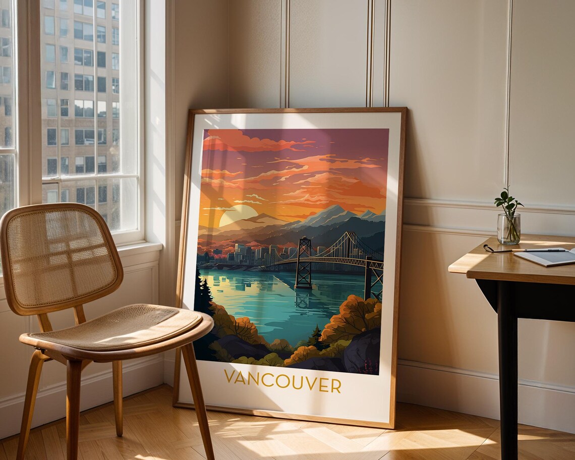 Vancouver City Poster Print Wall Decor Fine Art Paper Print Travel Poster Unique City Poster Highend Print Quality On Fine Art Paper - Image 3
