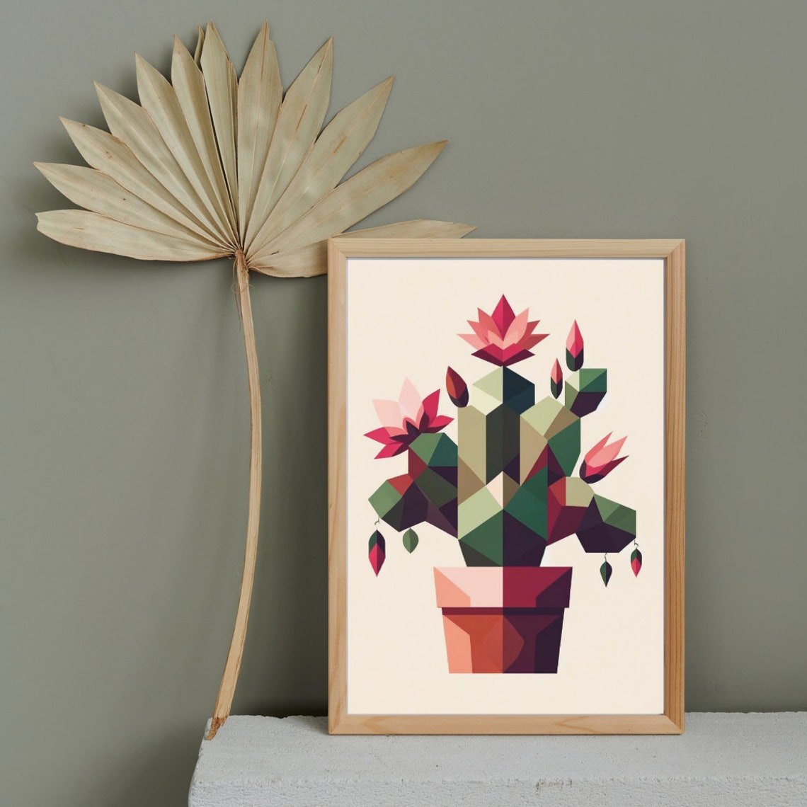 Abstract Geometric Cactus Print Modern Blooming Cacti Illustration Bold Colorful Desert Plant Artwork - Image 4