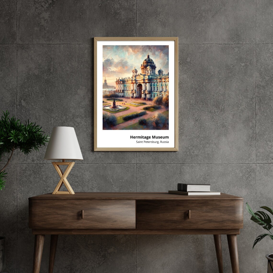 Hermitage Museum Saint Petersburg Russia Golden Sunset Landmark Art Poster - Image 4