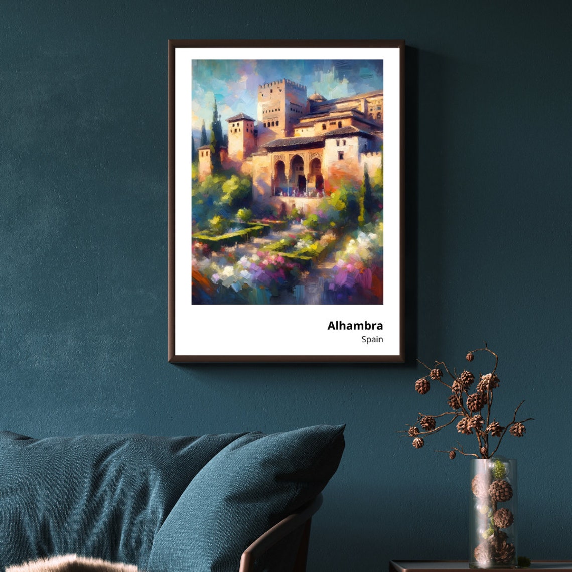Alhambra Spain Palace Gardens Moorish Architecture View Poster - Image 2