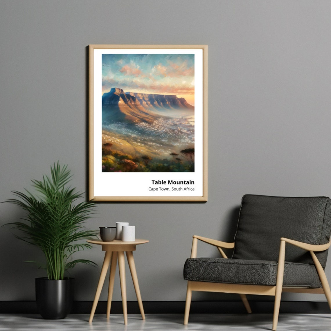 Table Mountain Cape Town South Africa Sunset City View Scenic Poster