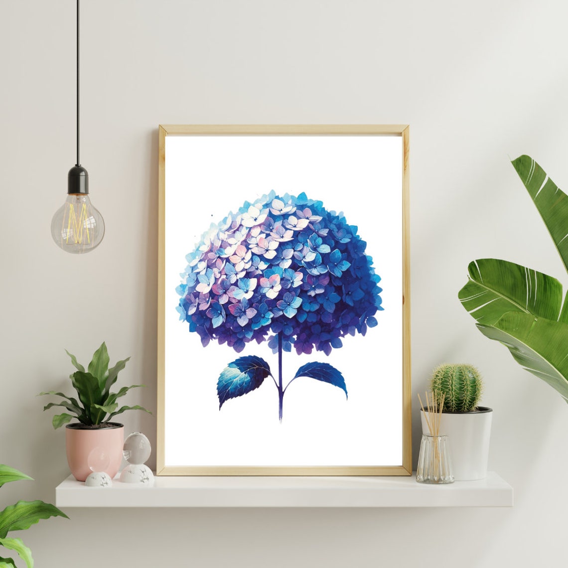 Lush Blue Hydrangea Bloom Captivating Watercolor Floral Poster - Image 3
