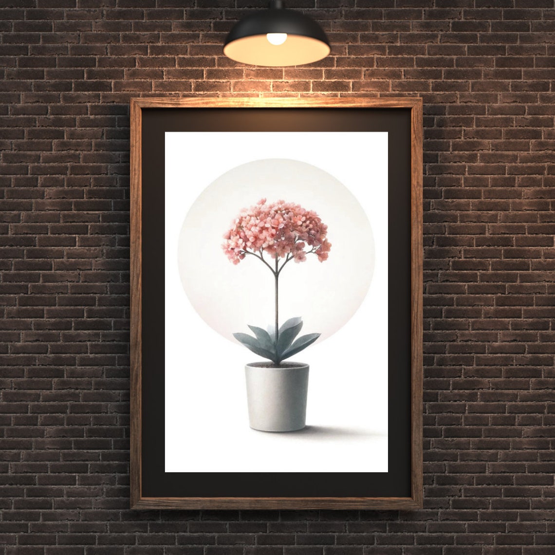 Pink Hydrangea Potted Bloom Minimalist Soft Botanical Art Poster - Image 2