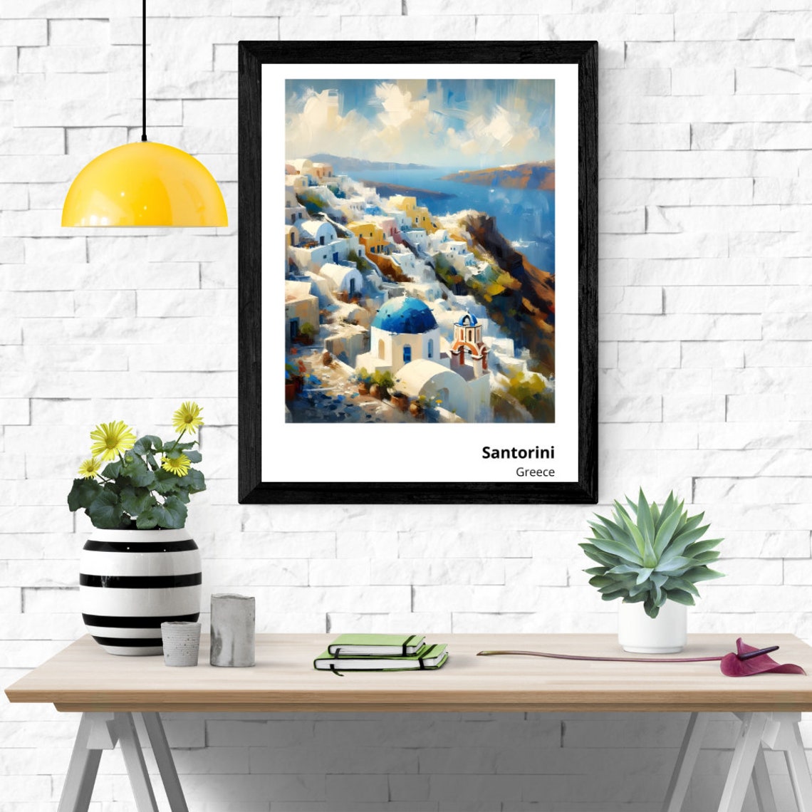 Santorini Greece Oia Blue Domes Caldera Aegean Sea View Poster - Image 3