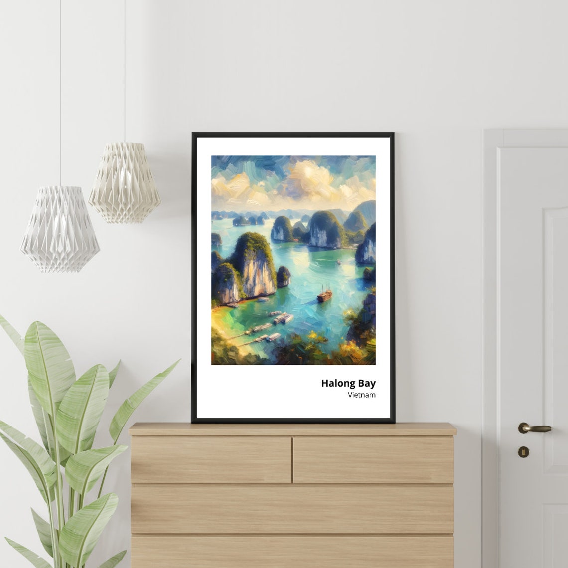 Halong Bay Vietnam Limestone Karsts Seascape Boat View Poster - Image 5