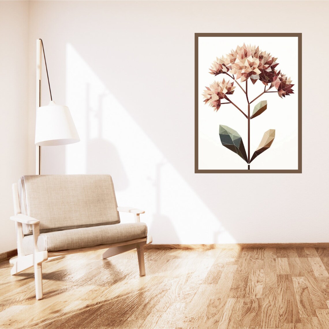 Abstract Geometric Hydrangea, Modern Floral Wall Art - Image 5