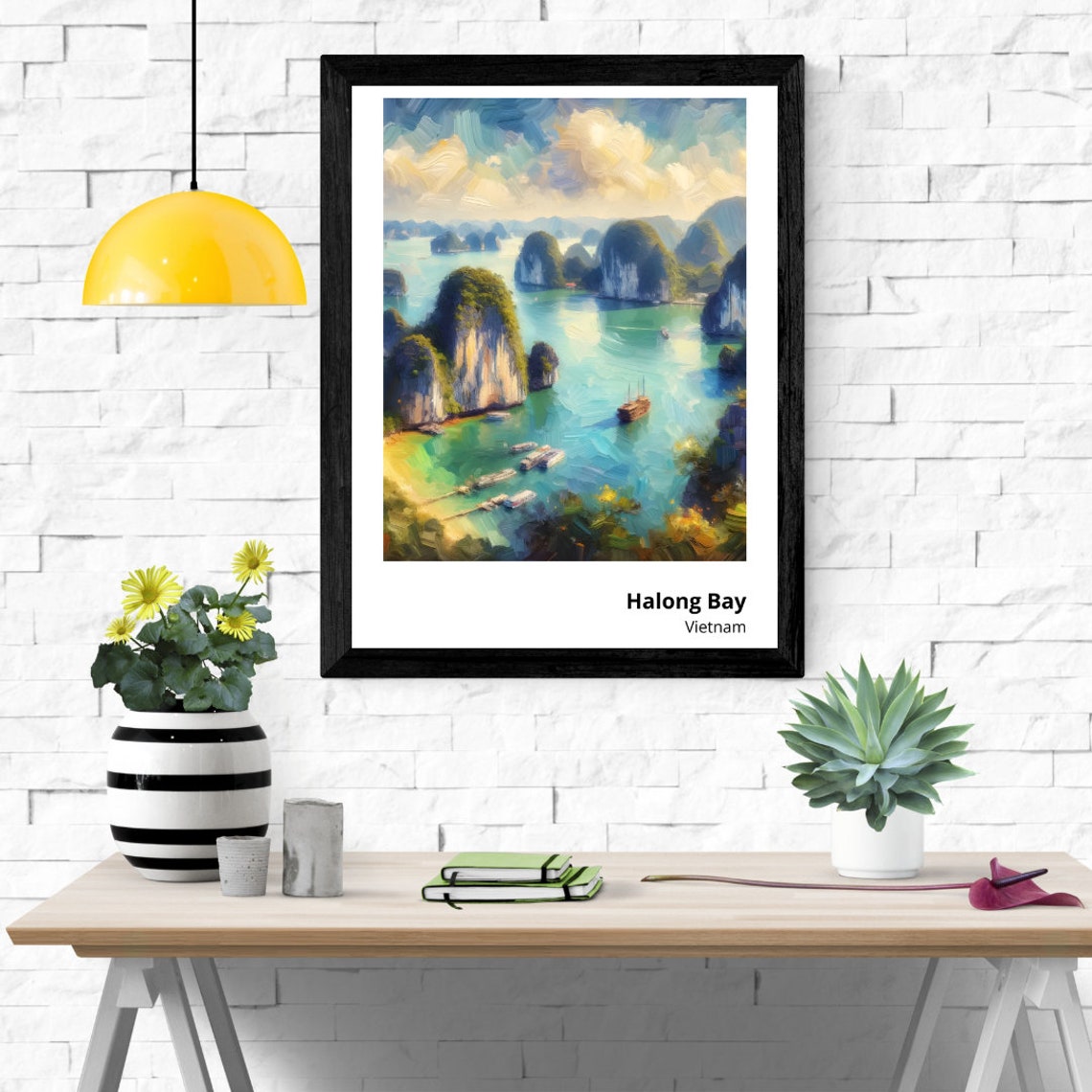 Halong Bay Vietnam Limestone Karsts Seascape Boat View Poster - Image 3