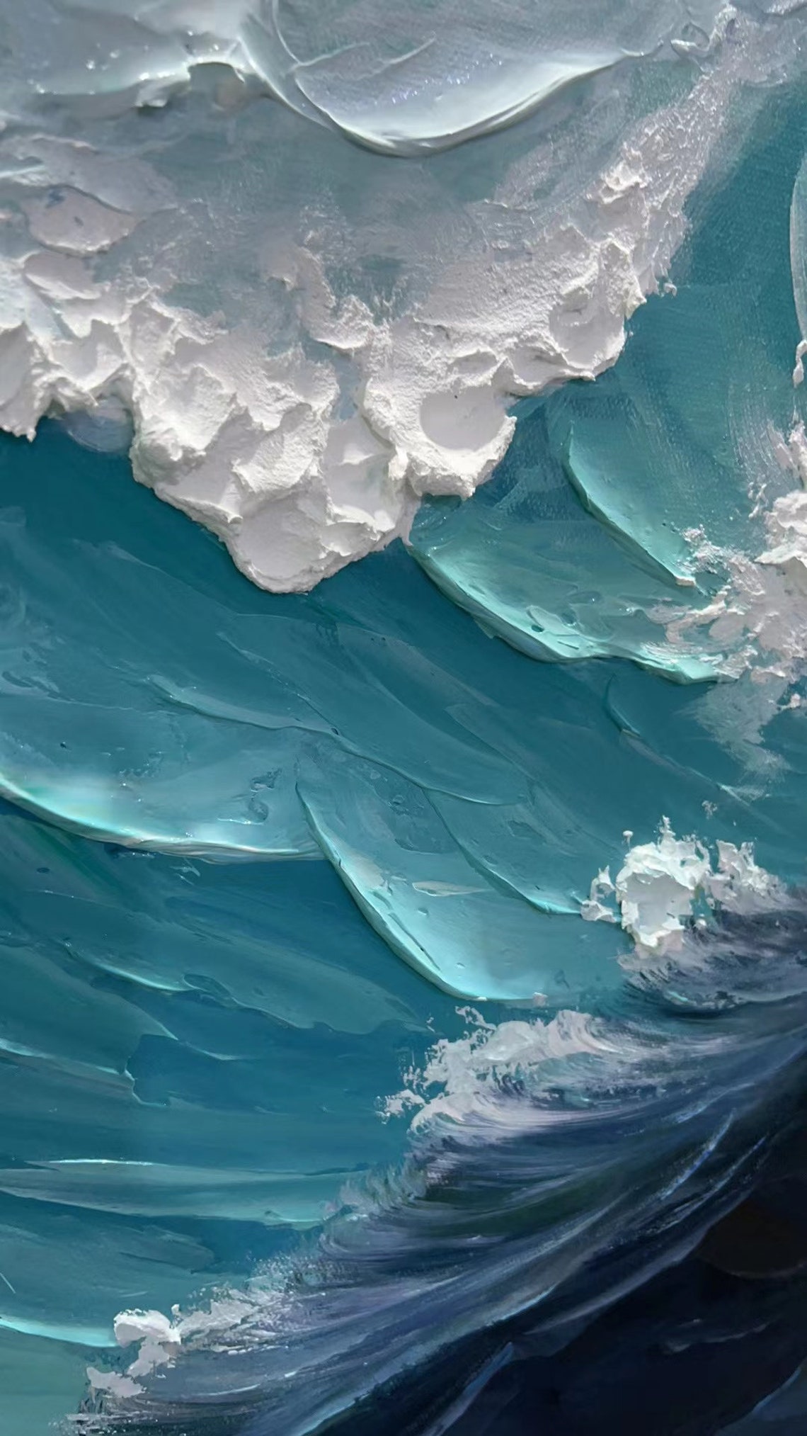Powerful Blue Ocean Wave Curling With White Foam Crest Poster - Image 2