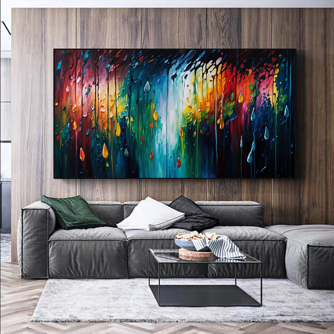 Rainbow Rain Drip Jewel Forest Abstract Colorful Modern Poster - Image 6
