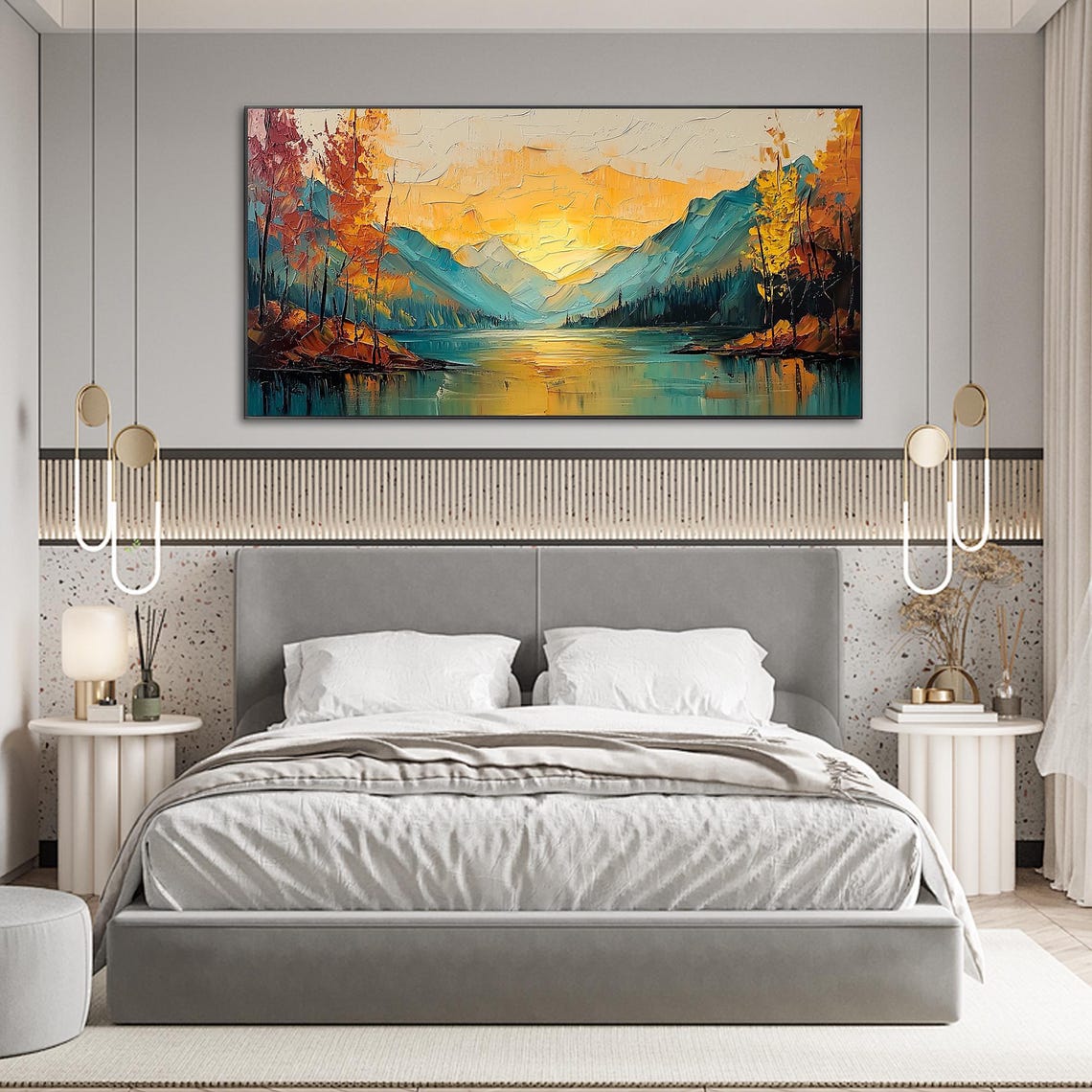 Golden Sunset Illuminating a Serene Autumn Mountain Lake Poster - Image 3