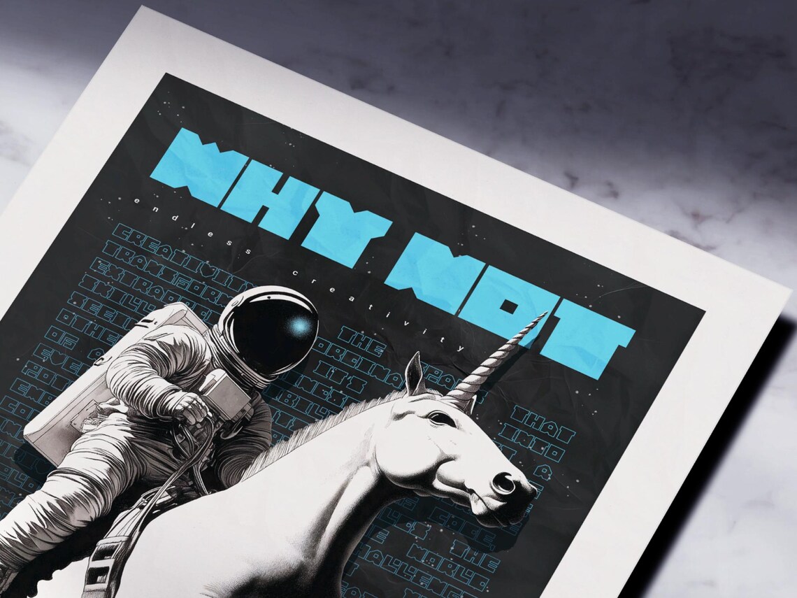 Astronaut Riding A Unicorn Inspirational Poster - Image 3