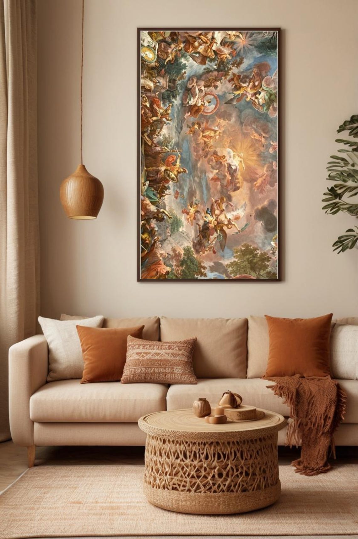 Elegant Baroque Ceiling Fresco Angels Classical Masterpiece Print