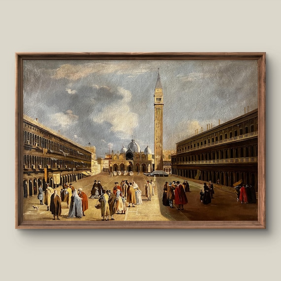 Piazza San Marco Venice Vintage Painting St Marks Basilica Art Poster