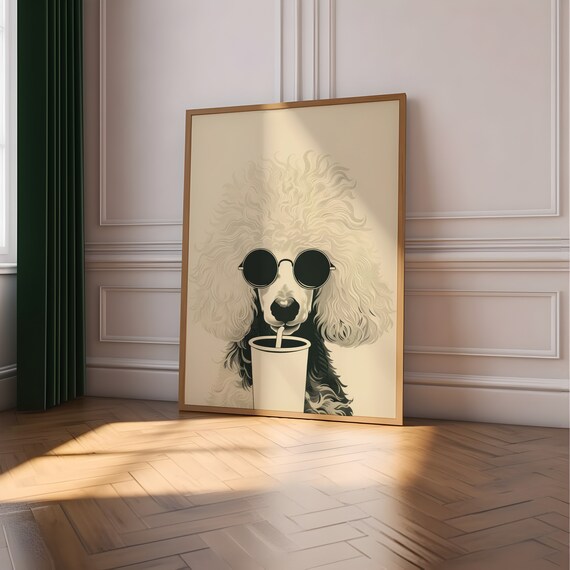 Funny Poodle Dog Wall Art Coffee Lover Gift Food Print Kitchen Bar Decor Gojo Nah Id Win