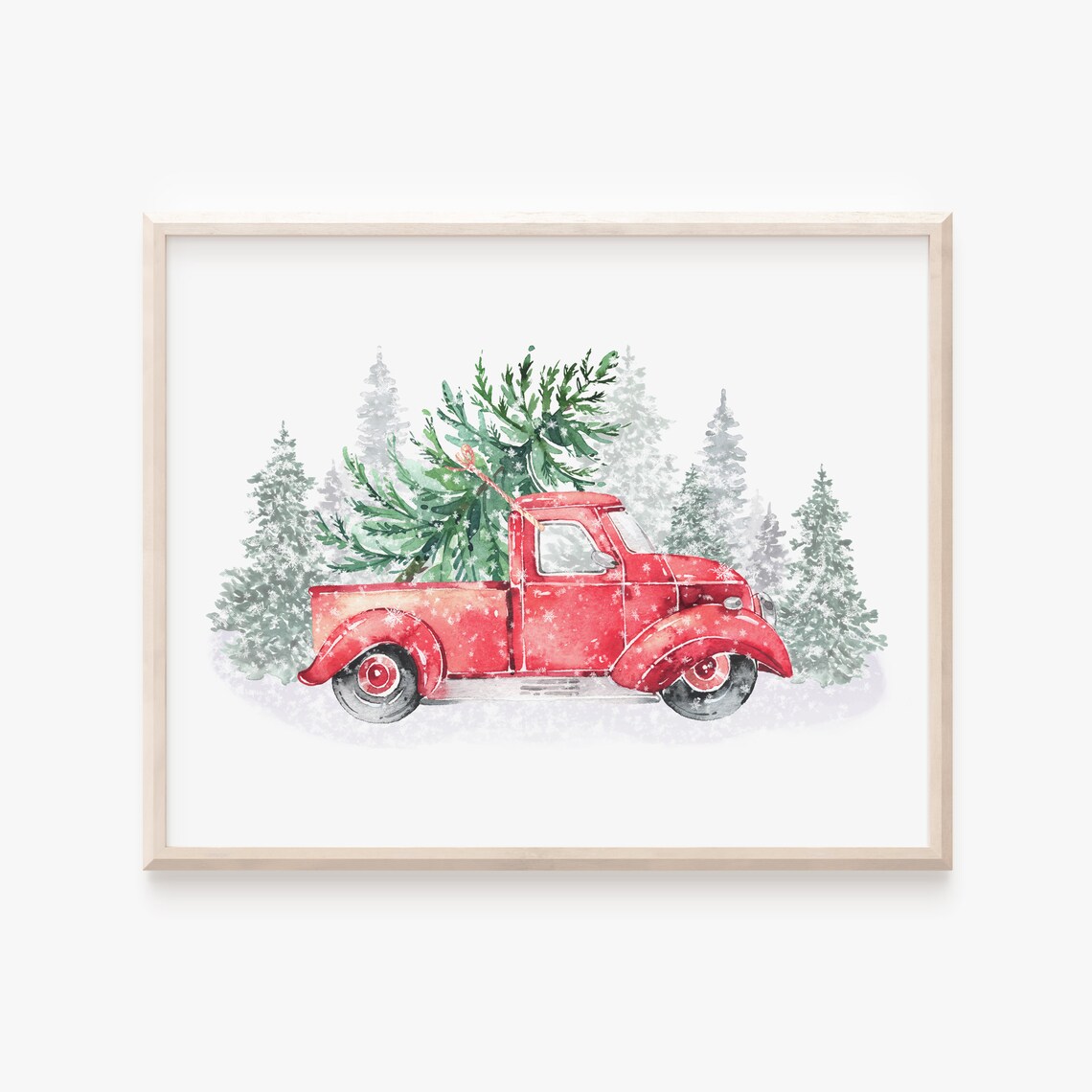 Nostalgic Red Christmas Tree Truck, Retro Holiday Poster - Image 3