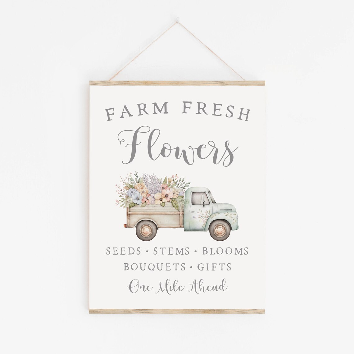 Farm Fresh Flowers Truck Sign, Nostalgic Spring Art Print - Image 2