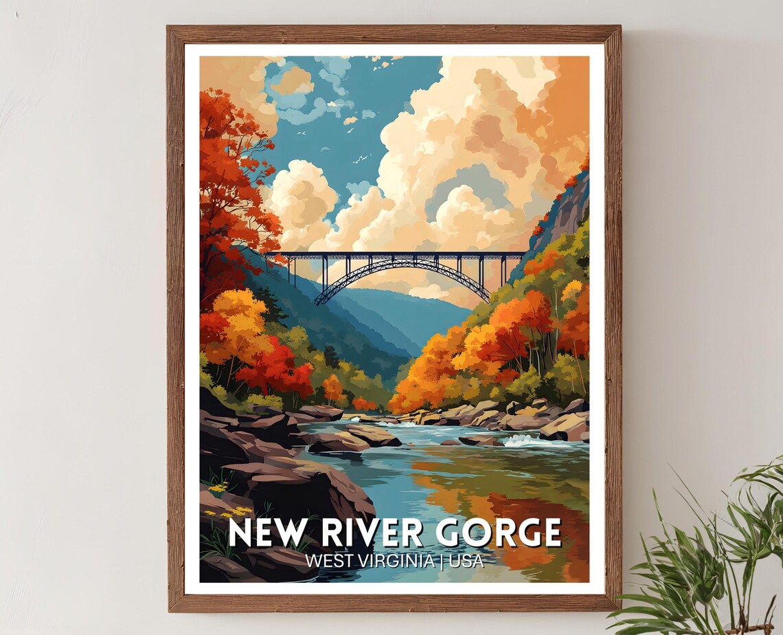 New River Gorge West Virginia Autumn Bridge National Park Poster