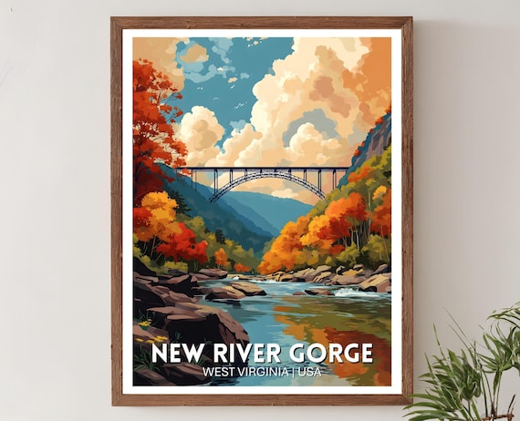 New River Gorge West Virginia Autumn Bridge National Park Poster
