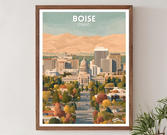 Boise Idaho Vintage Travel Poster, City Decor Gift