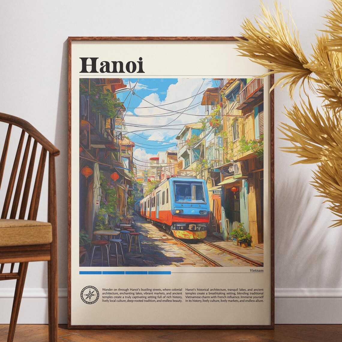 Hanoi Train Street Vietnam Vintage Railway Old Town Travel Poster