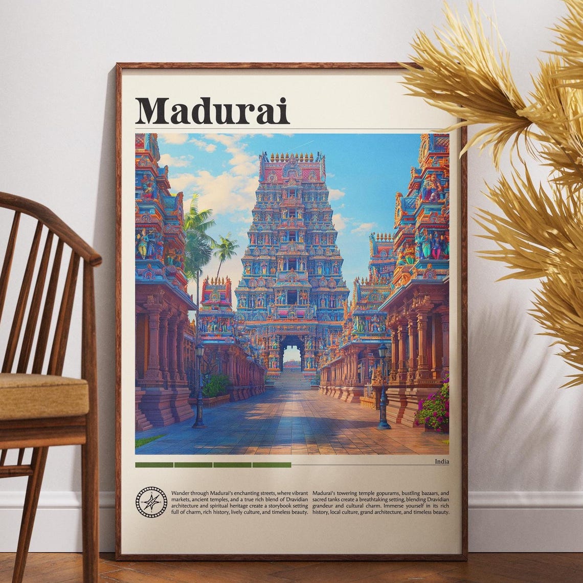 Madurai India Travel Poster Meenakshi Amman Temple Gopuram Art