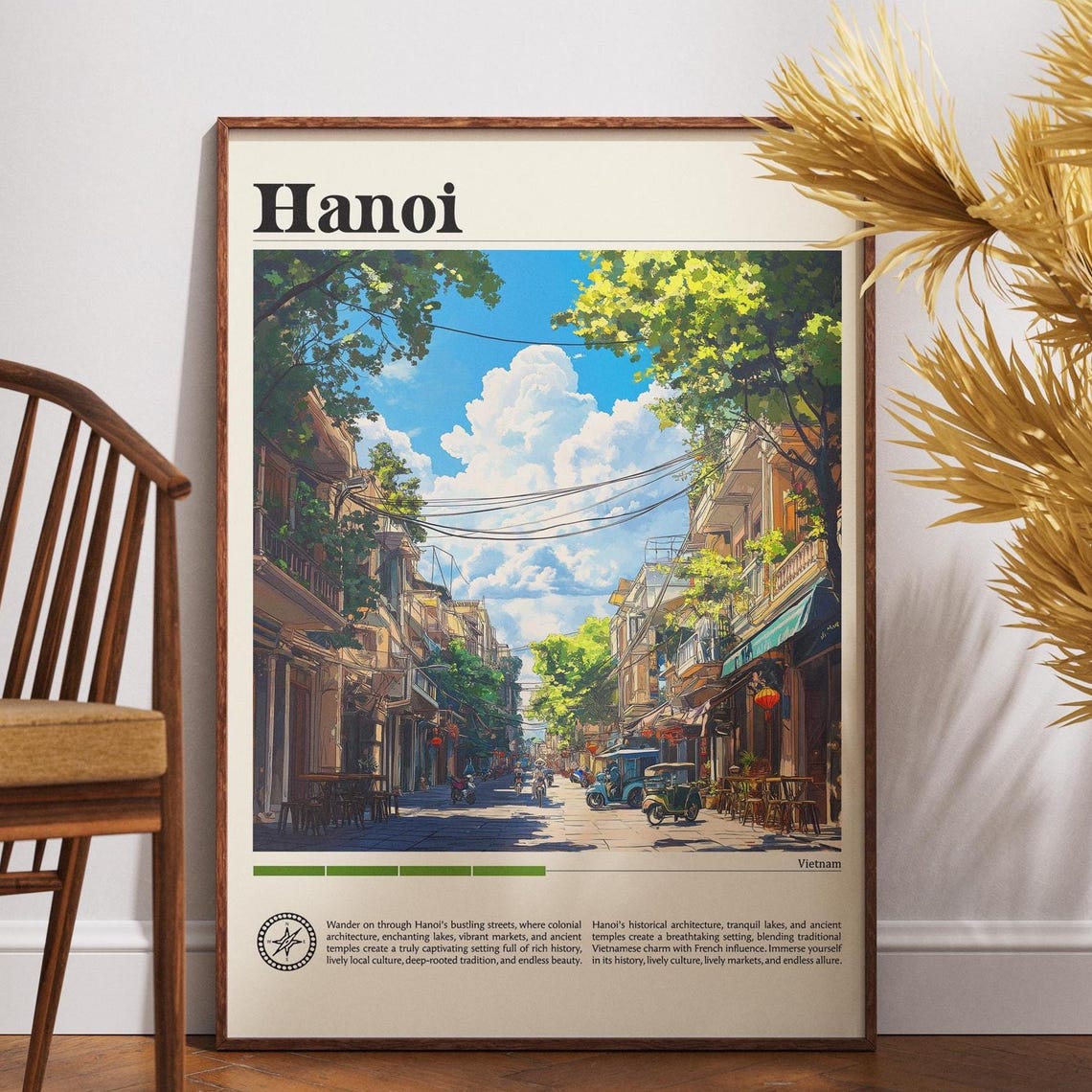 Hanoi Vietnam Old Quarter Street Colonial Architecture Travel Poster