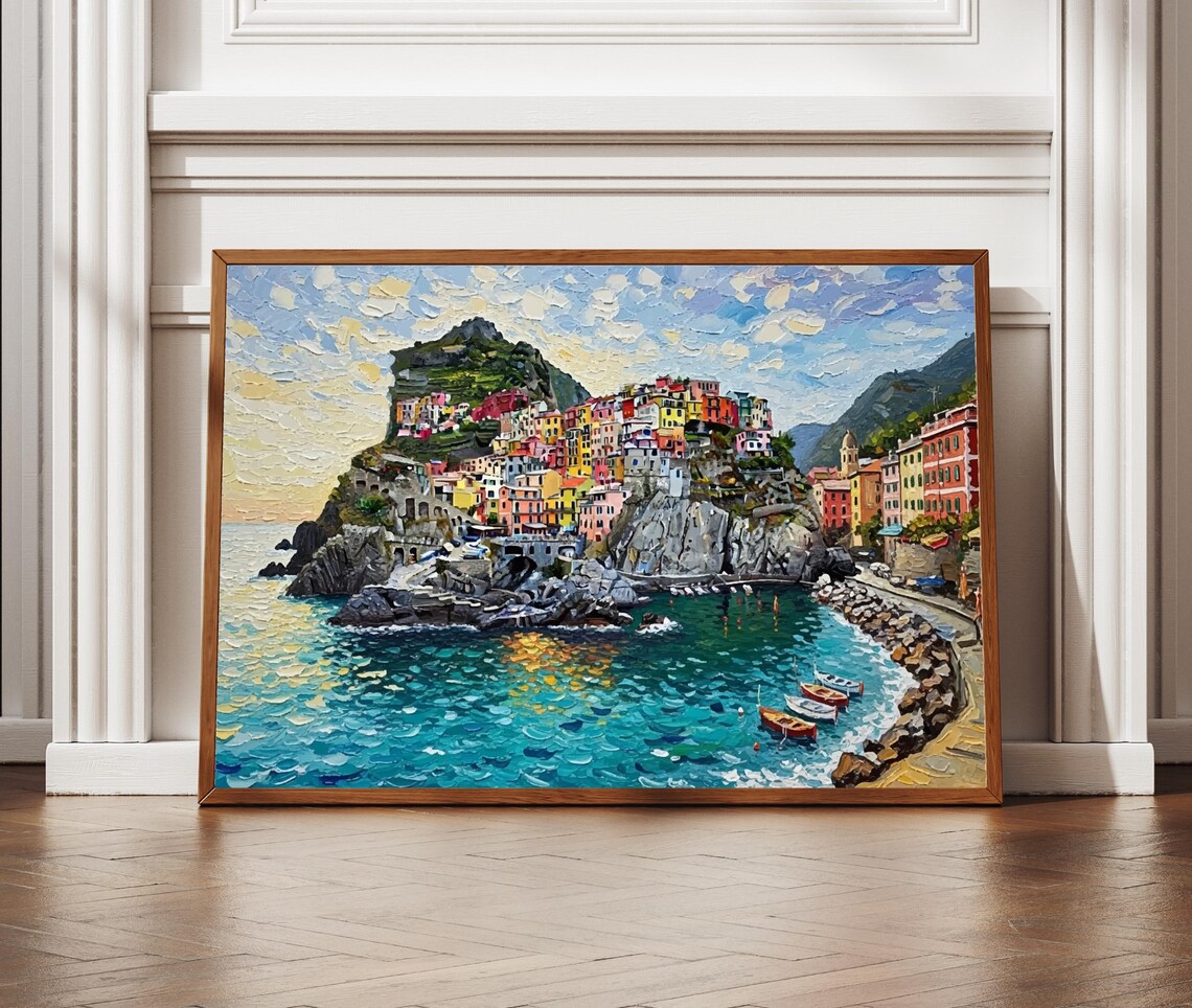 Manarola Cinque Terre Travel Poster, Italy Art Print