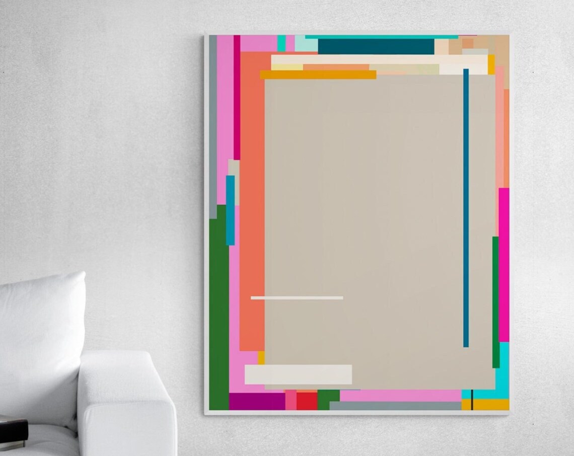 Beige Multicolor Abstract Art Scandinavian Wall Art Abstract Painting Modern Instant Wall Decor - Image 6