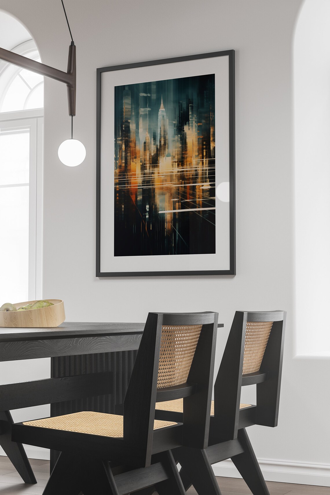 Abstract Night Cityscape Art Golden Lights New York Tower Poster - Image 4