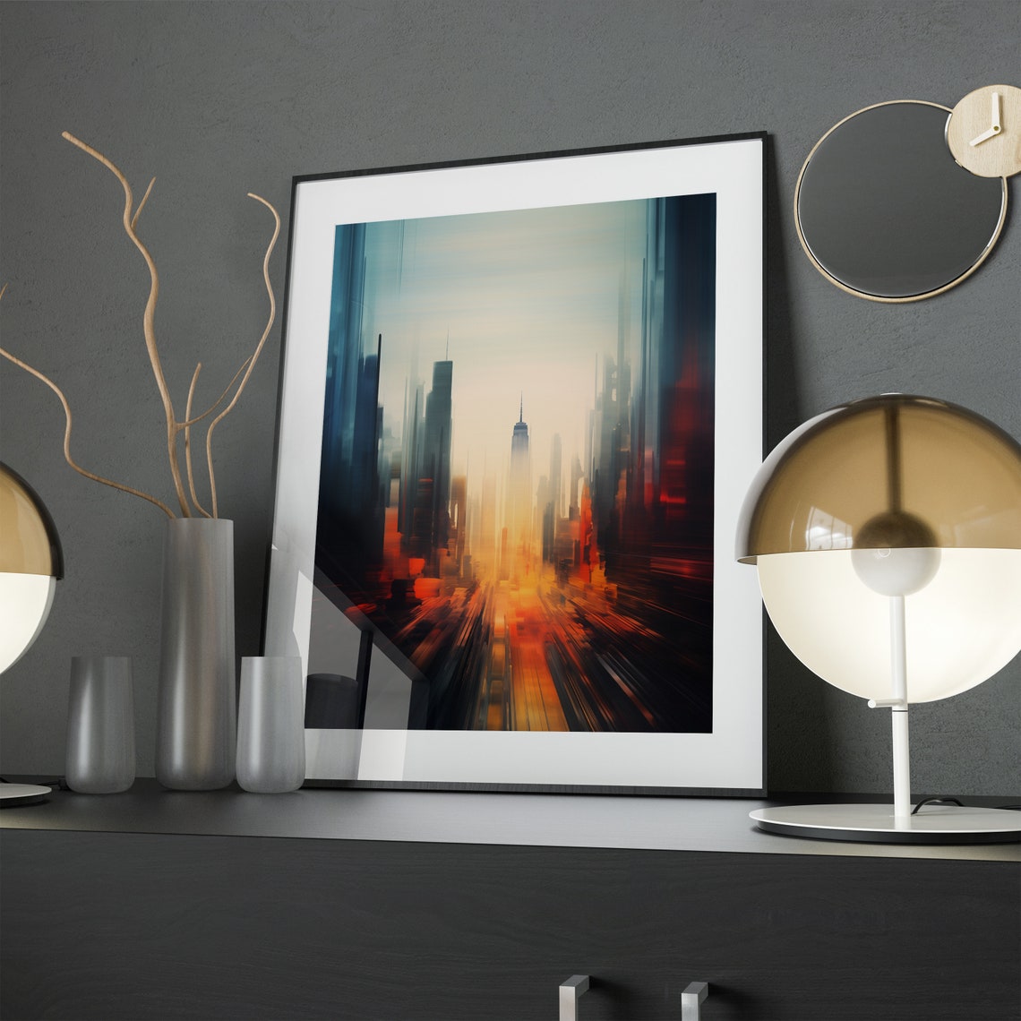 Impressionist New York Skyline Art Sunset Empire State Building Poster - Image 2