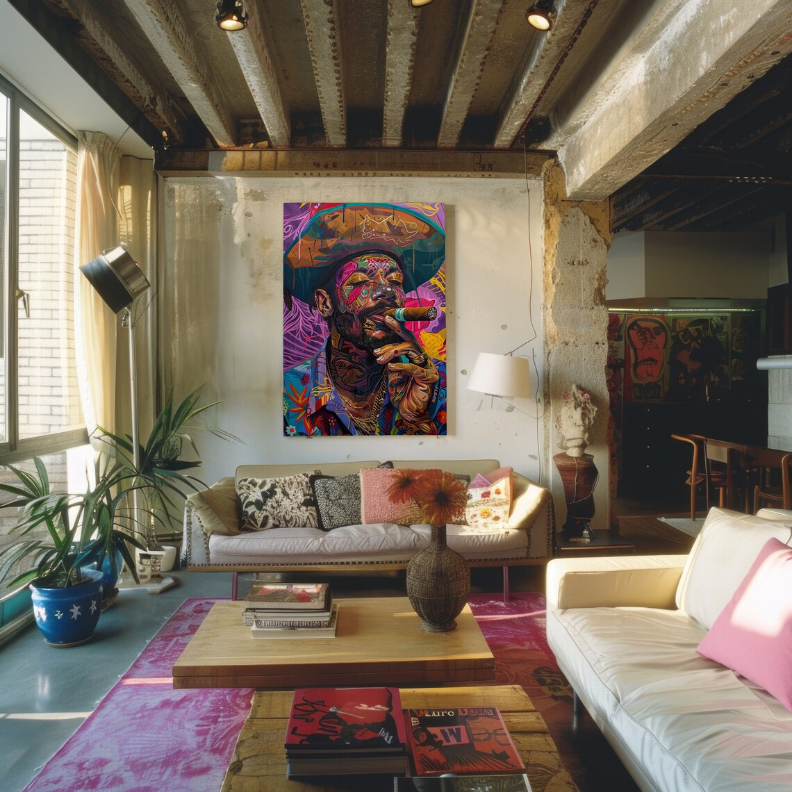 Cigar Smoking Pirate Poster, Preppy Maximalist Pop Surrealism - Image 3