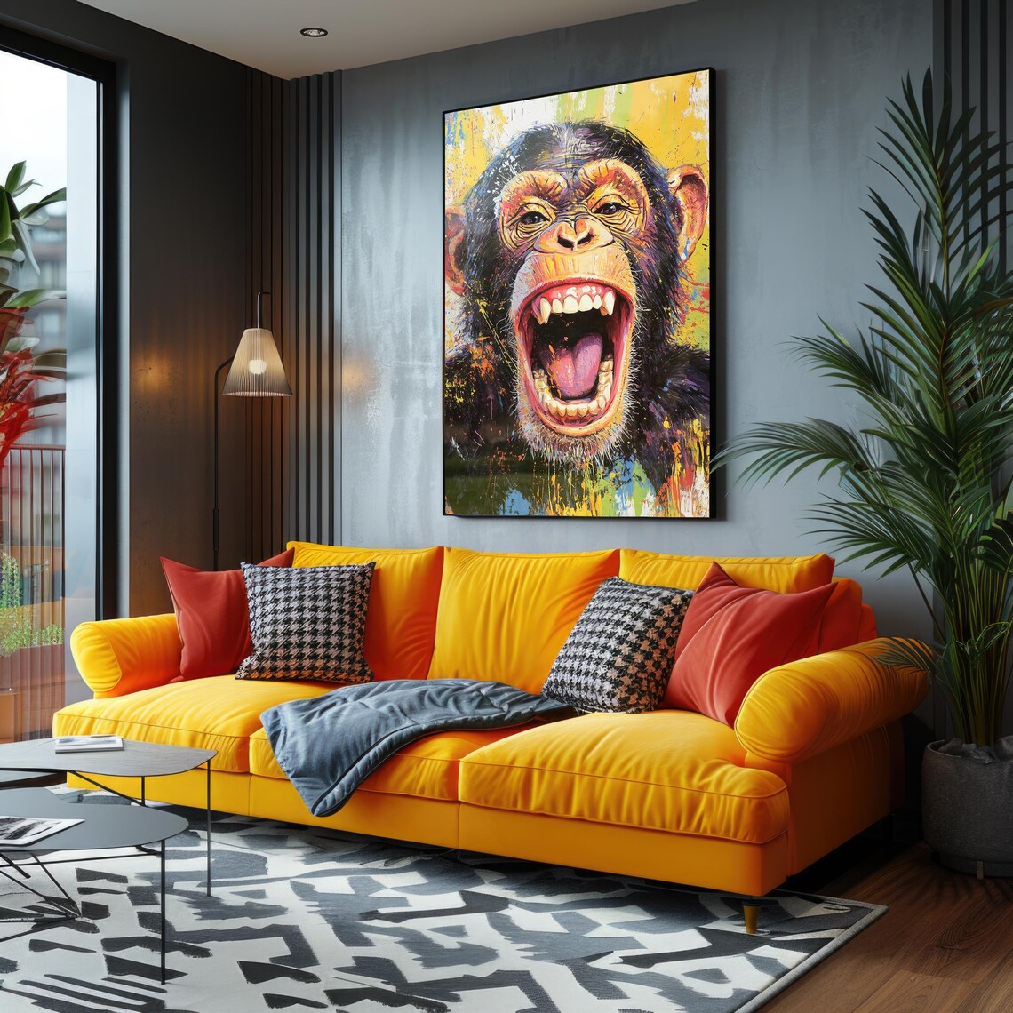 Laughing Chimpanzee Colorful Pop Art Paint Splatter Monkey Poster - Image 2