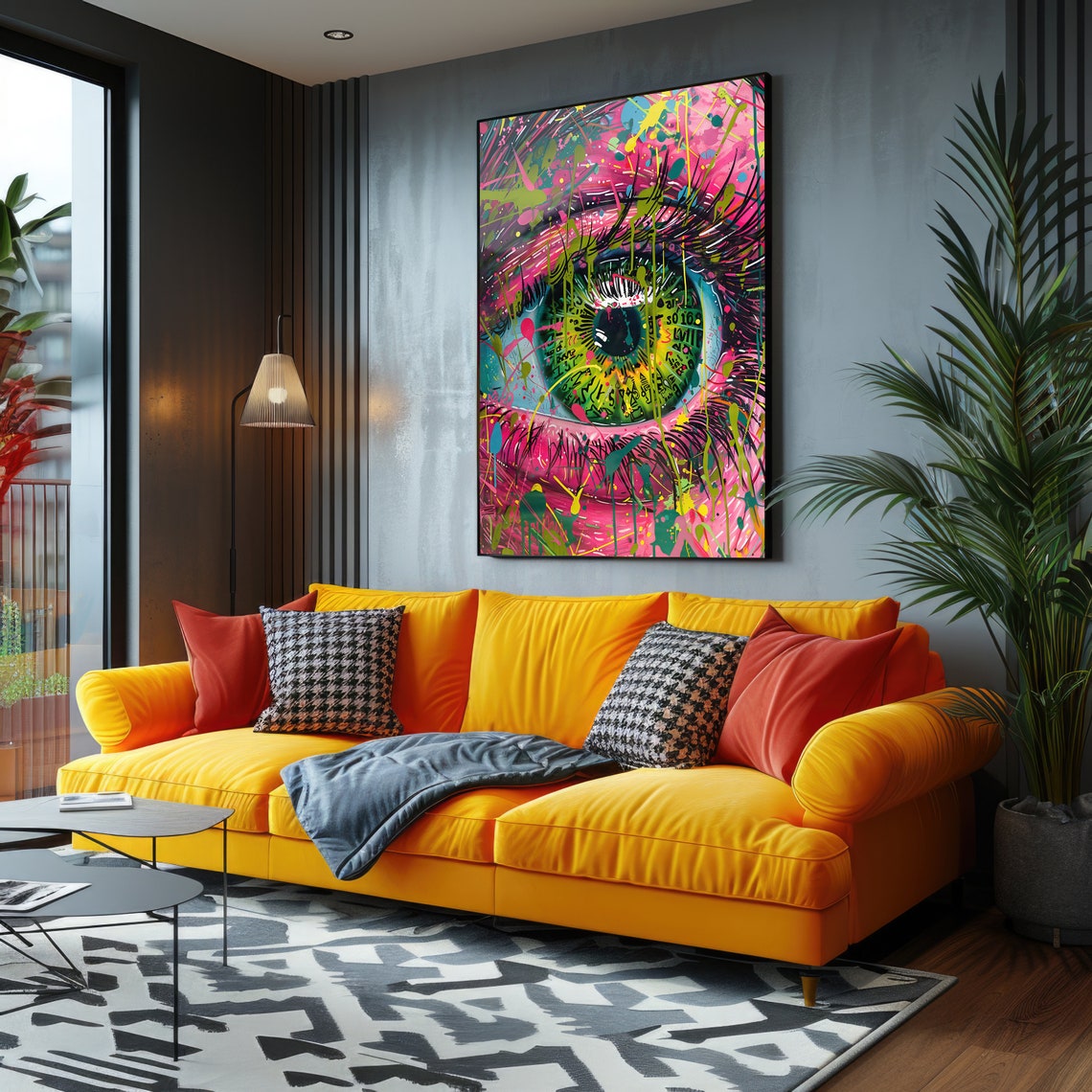 Neon Eye Pop Art Print Abstract Colorful Graffiti Wall Decor - Image 4