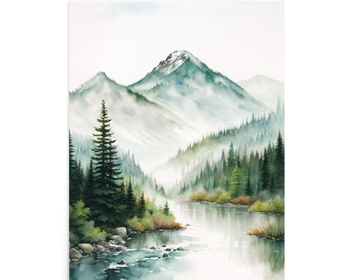 Adirondack Mountains Watercolor Art Print, New York