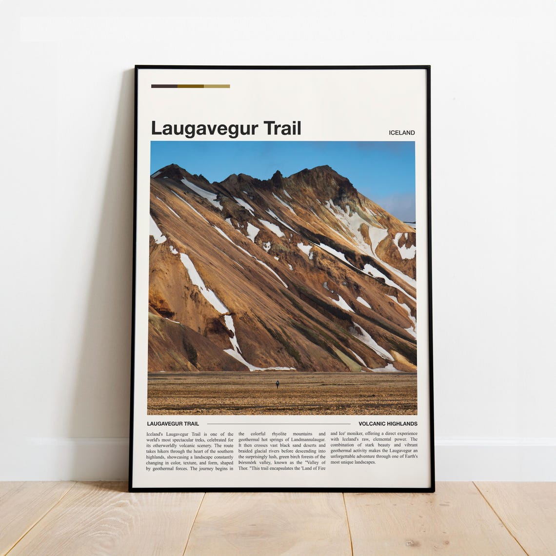 Laugavegur Trail Poster Print Minimalist Modern Wall Art Physical Sizes