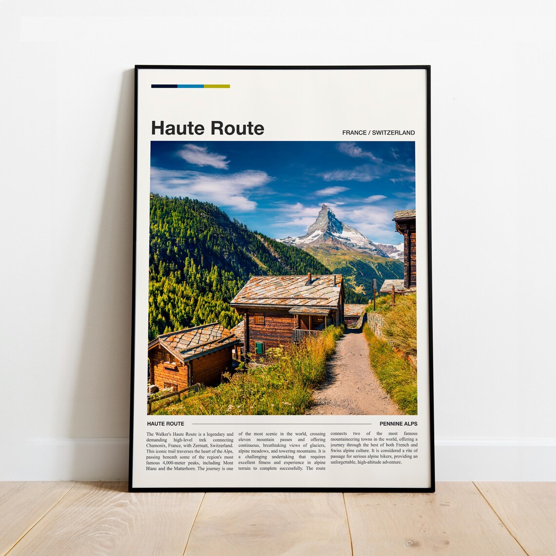 Haute Route Matterhorn France Switzerland Alpine Trail Poster