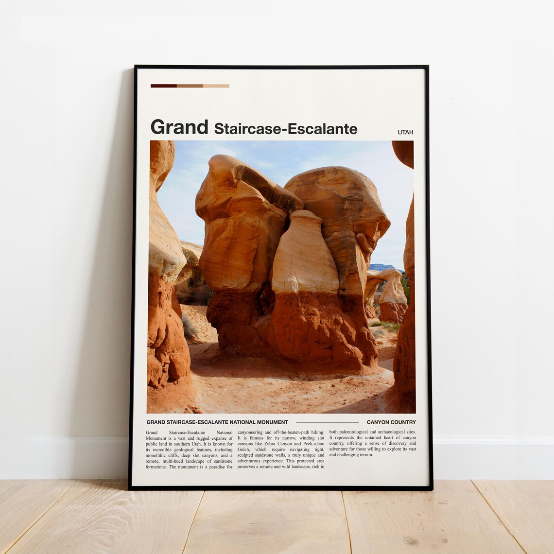 Grand Staircase Escalante Utah Sandstone Hoodoos Minimal Travel Poster