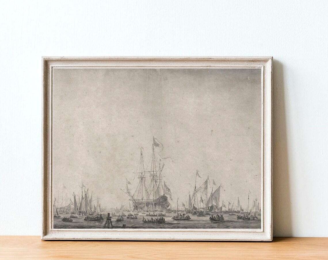 Harbor Sketch Vintage Boat Drawing, Art Print - Image 4