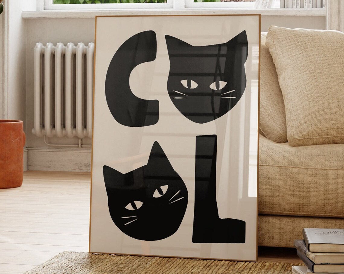 Black Cat Poster, Funny Retro Cat Lover Print - Image 3