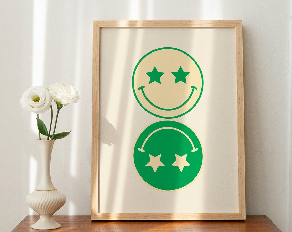Cute Retro Wall Art Trendy Poster Instant Art Wall Decor Green Poster Retro Poster Housewarming Gift - Image 3