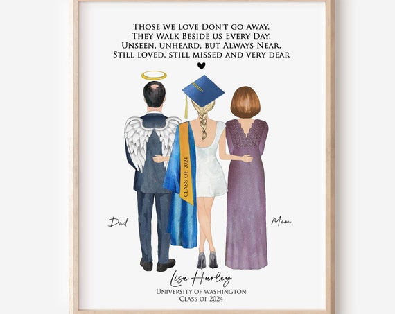 Custom Graduation Memorial Family Print Personalized College Graduation Angel Parents Remembrance Gift In Loving Memory Mother Daughter
