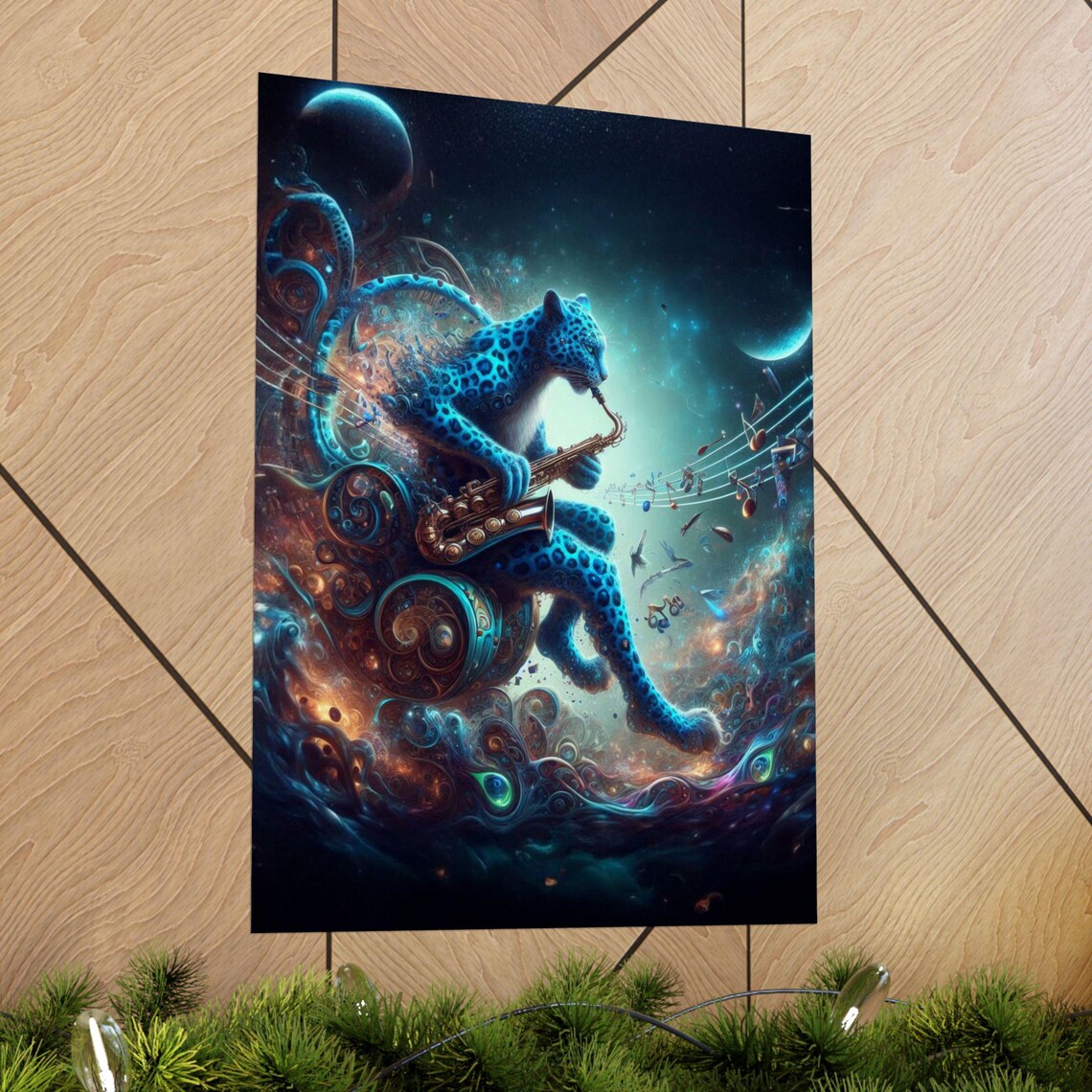 Leopard Jazz Poster, Whimsical Music Lover Gift - Image 4