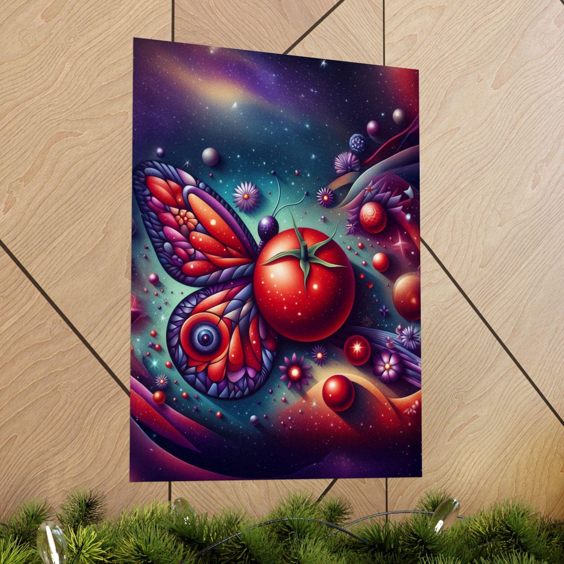 Tomatoes Poster, Vibrant Butterfly Art Print - Image 3