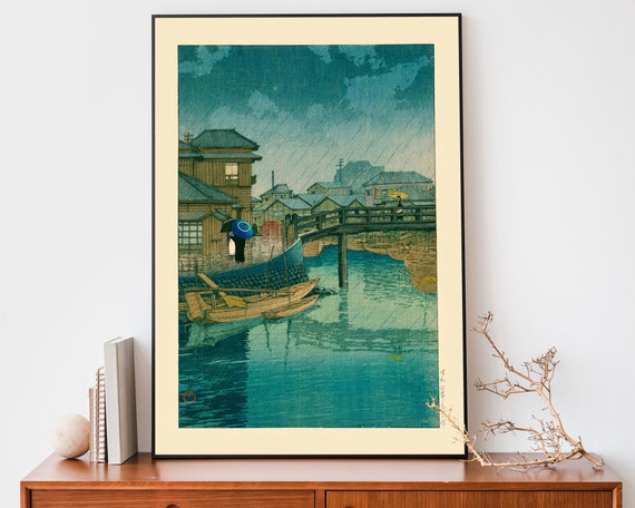 Japanese Village Poster Vintage Woodblock Art Kawase Hasui Illustration Japandi Decor Zen Wall Art