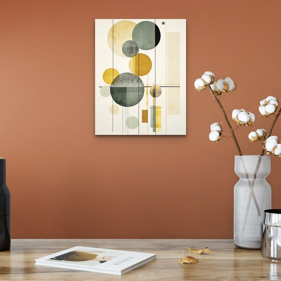 Abstract Wall Art Print Minimal Geometric Style Stretched Gallery Modern Home Wall Art Office Decor Green And Gold Design Home